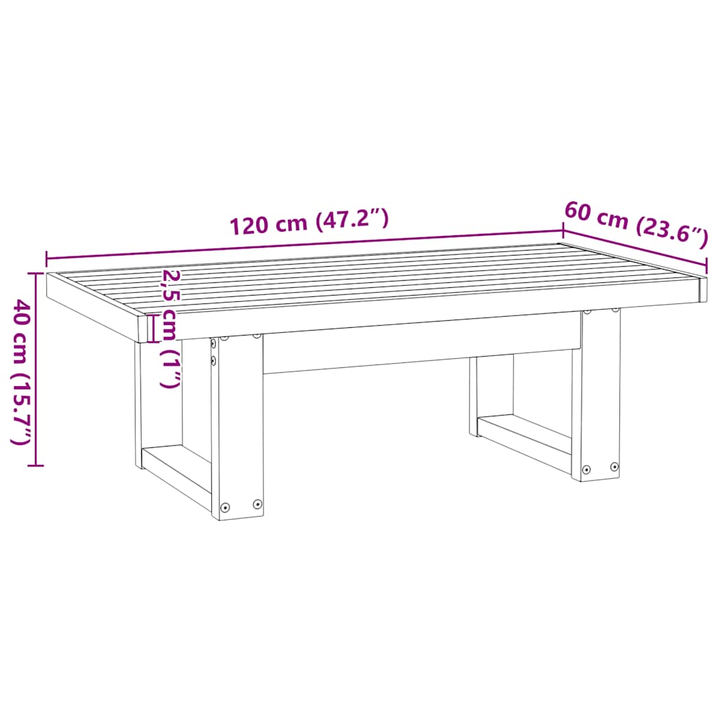 sofabord NOAIN U-formede ben 120x60x40 cm massivt træ fyrretræ