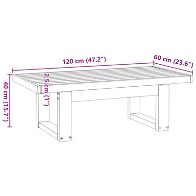 sofabord NOAIN U-formede ben 120x60x40 cm massivt træ fyrretræ