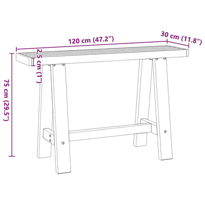 konsolbord NOAIN A-formede ben 120x30x75cm massivt træ fyrretræ