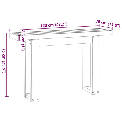 konsolbord NOAIN U-formede ben 120x30x75cm massivt træ fyrretræ