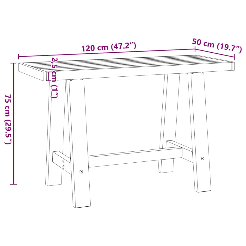 skrivebord NOAIN A-formede ben 120x50x75cm massivt træ fyrretræ