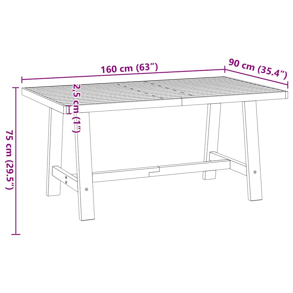 spisebord NOAIN A-formede ben 160x90x75 cm massivt træ fyrretræ