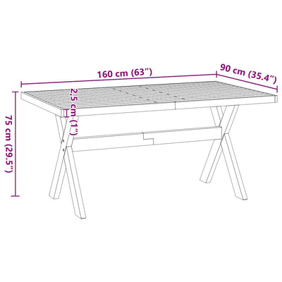 konsolbord NOAIN X-formede ben 160x90x75cm massivt træ fyrretræ