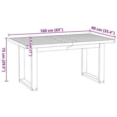 spisebord NOAIN A-formede ben 160x90x75 cm massivt træ fyrretræ