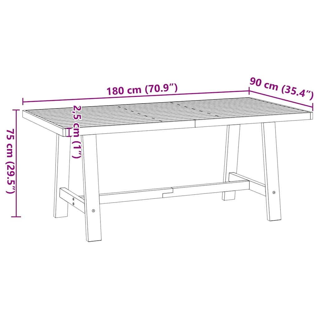 spisebord NOAIN A-formede ben 180x90x75 cm massivt træ fyrretræ