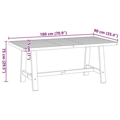 spisebord NOAIN A-formede ben 180x90x75 cm massivt træ fyrretræ