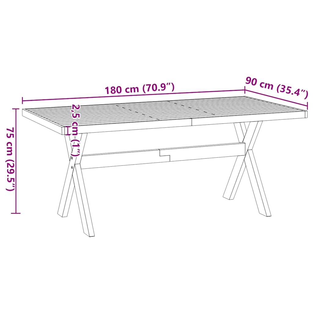 konsolbord NOAIN X-formede ben 180x90x75cm massivt træ fyrretræ