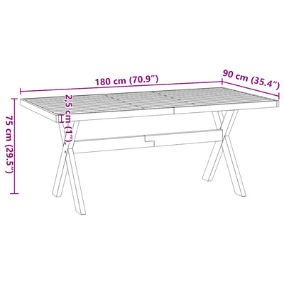 konsolbord NOAIN X-formede ben 180x90x75cm massivt træ fyrretræ