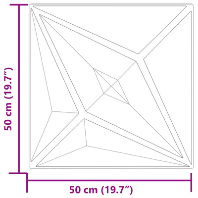 vægpaneler 48 stk. 50x50 cm 12 m² XPS stjerne grå