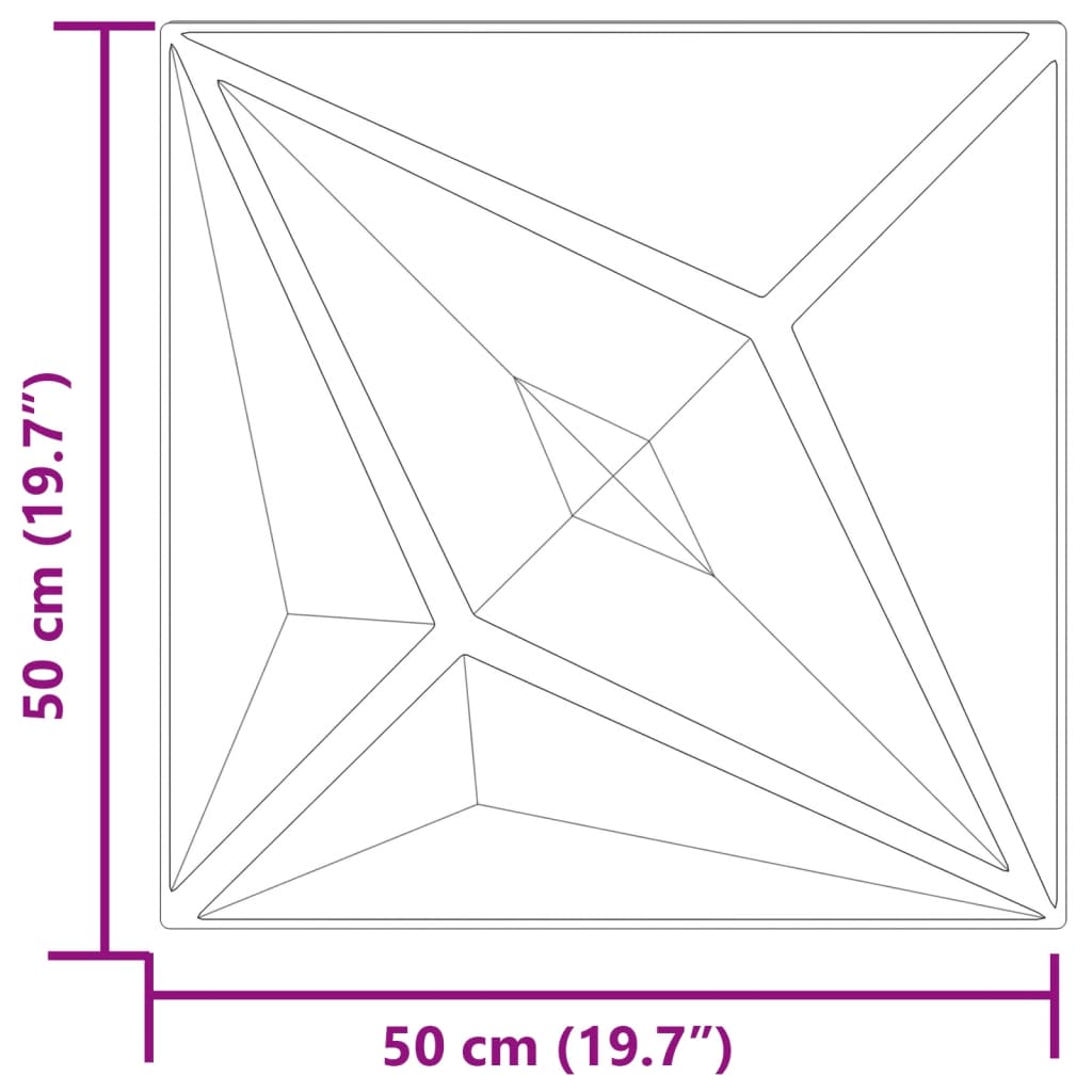 vægpaneler 12 stk. 50x50 cm 3 m² XPS stjerne beton