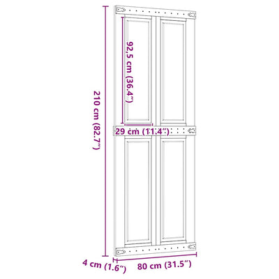 skydedør CORONA 80x210 cm massivt fyrretræ