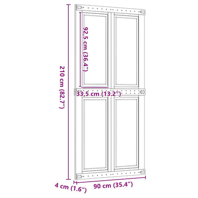 skydedør CORONA 90x210 cm massivt fyrretræ