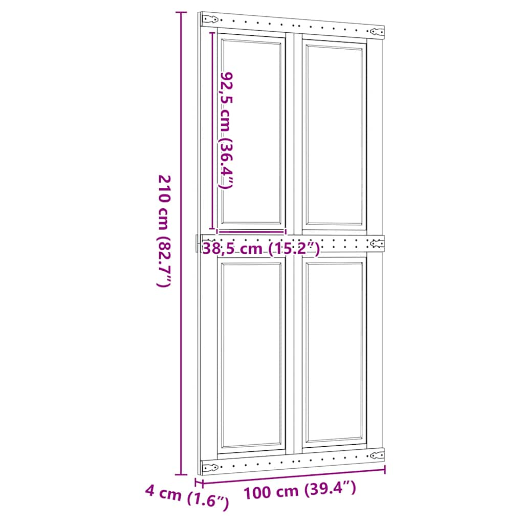 skydedør CORONA 100x210 cm massivt fyrretræ