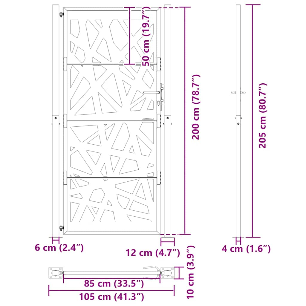 havelåge 105x205 cm stål let design sort