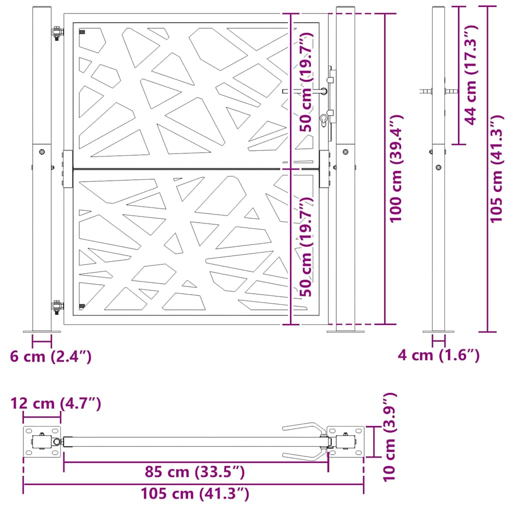 havelåge 105x105 cm cortenstål let design