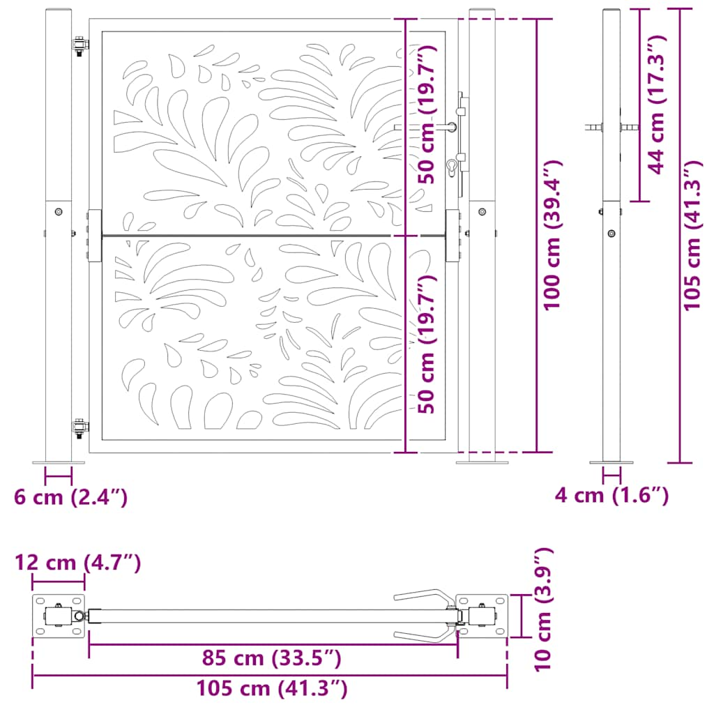 havelåge 105x106 cm stål bølgedesign sort