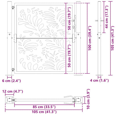 havelåge 105x106 cm stål bølgedesign sort