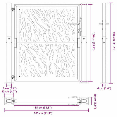 havelåge 105x106 cm stål spor design sort