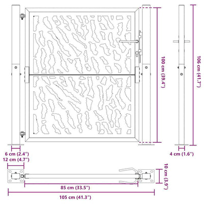 havelåge 105x105 cm cortenstål spor design