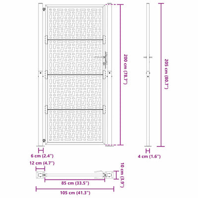 havelåge 105x205 cm stål krydsdesign sort