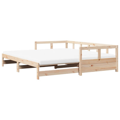 daybed med udtræk og madrasser 80x200 cm massivt fyrretræ