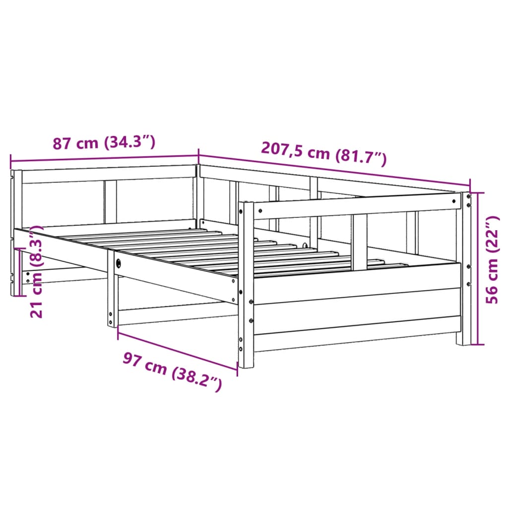 daybed med madras 80x200 cm massivt fyrretræ