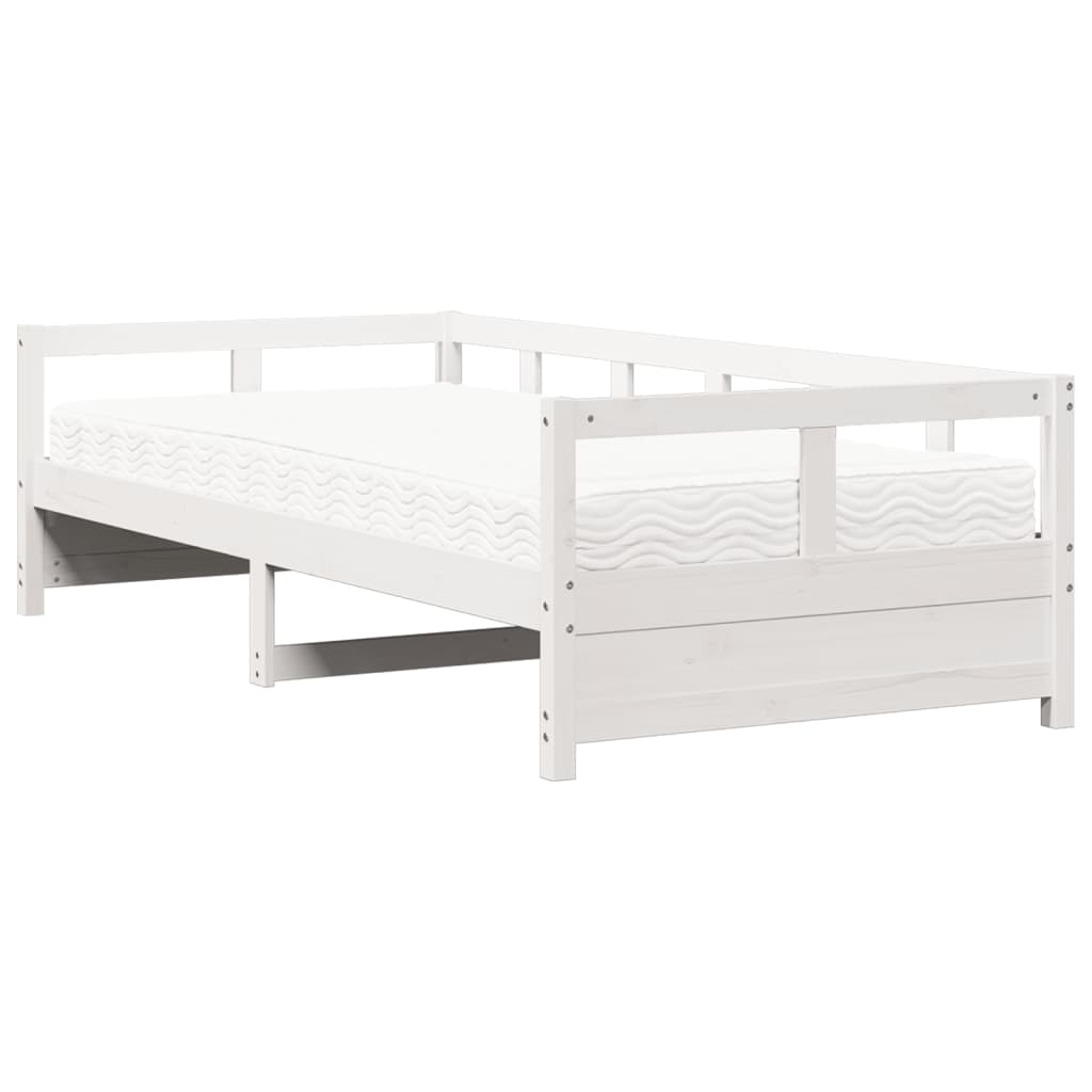 daybed med madras 80x200 cm massivt fyrretræ hvid