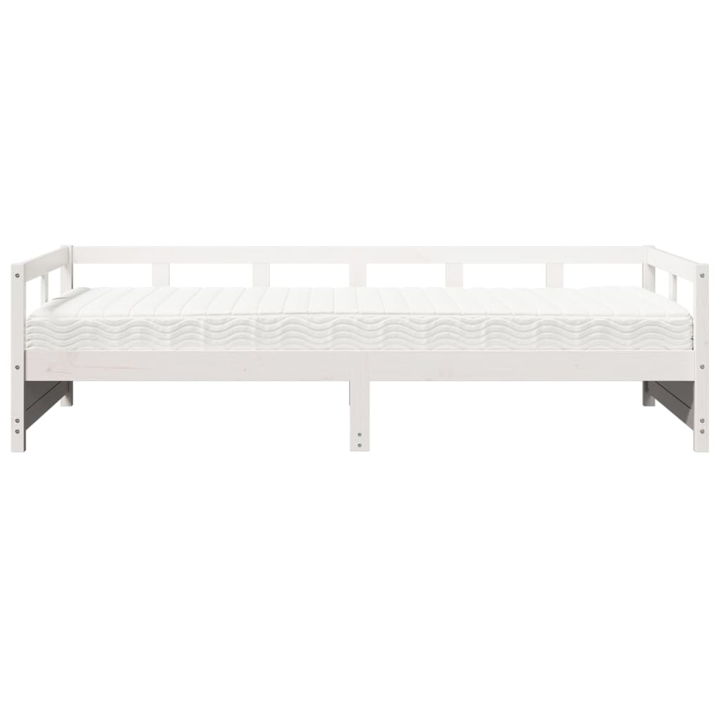 daybed med madras 80x200 cm massivt fyrretræ hvid