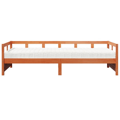 daybed med madras 90x200 cm massivt fyrretræ gyldenbrun