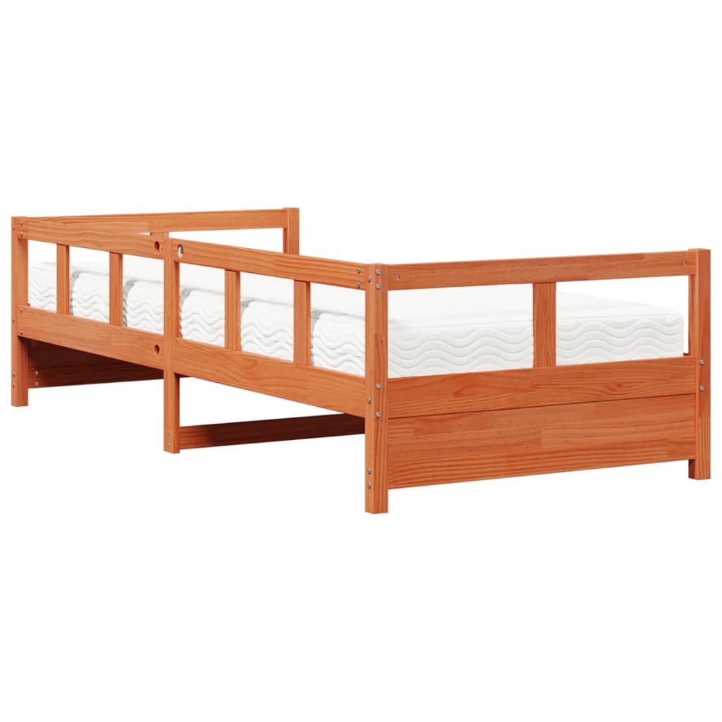 daybed med madras 90x200 cm massivt fyrretræ gyldenbrun