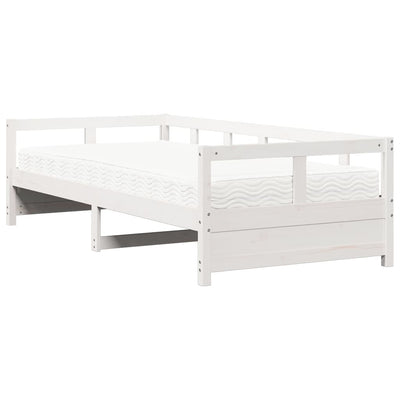 daybed med madras 90x190 cm massivt fyrretræ hvid