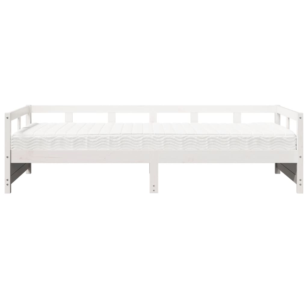 daybed med madras 90x190 cm massivt fyrretræ hvid