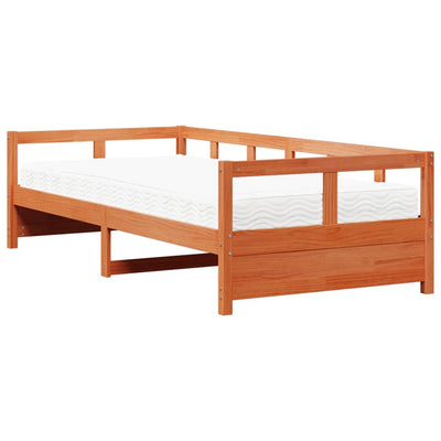 daybed med madras 90x190 cm massivt fyrretræ gyldenbrun