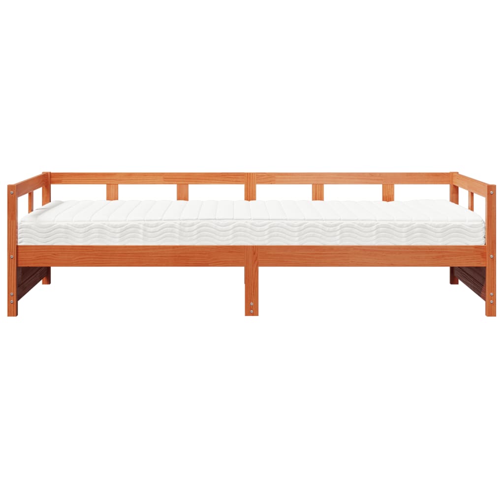 daybed med madras 90x190 cm massivt fyrretræ gyldenbrun