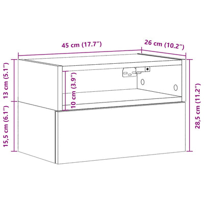 væghængte sengeborde 2 stk. 45x26x28,5 cm røget egetræsfarve