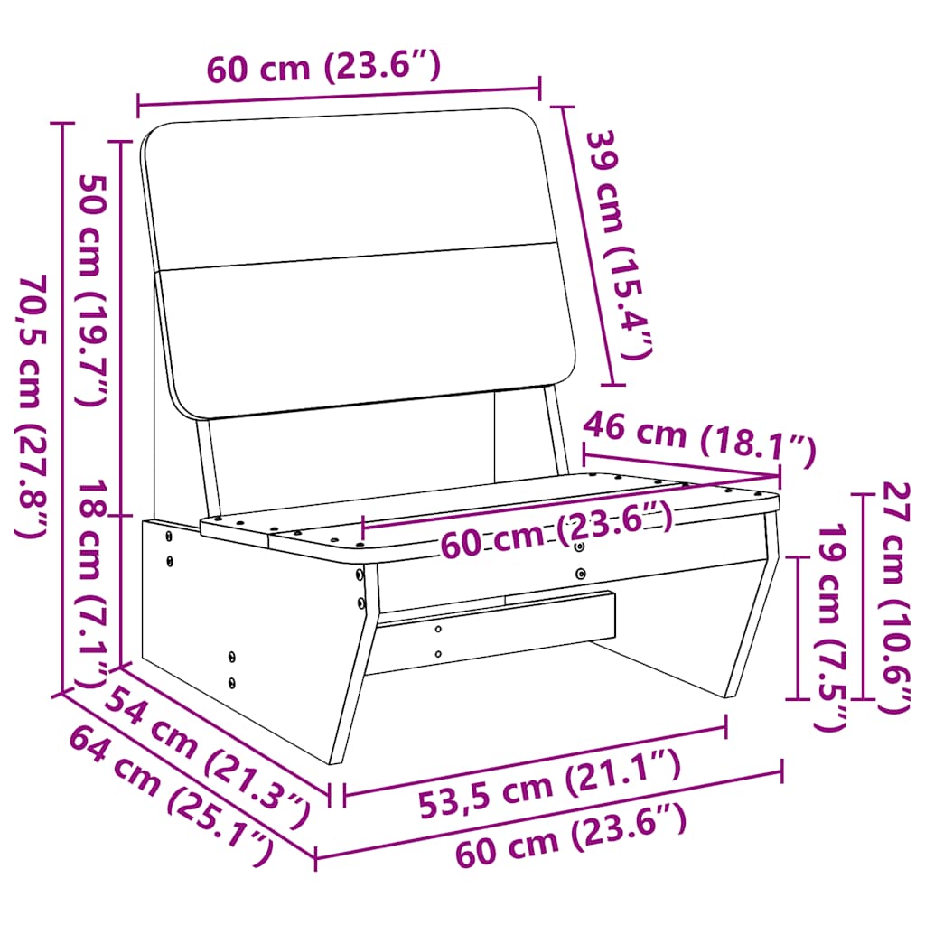 havestol 60x64x70,5 cm massivt fyrretræ