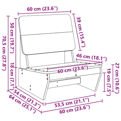 havestol 60x64x70,5 cm massivt fyrretræ