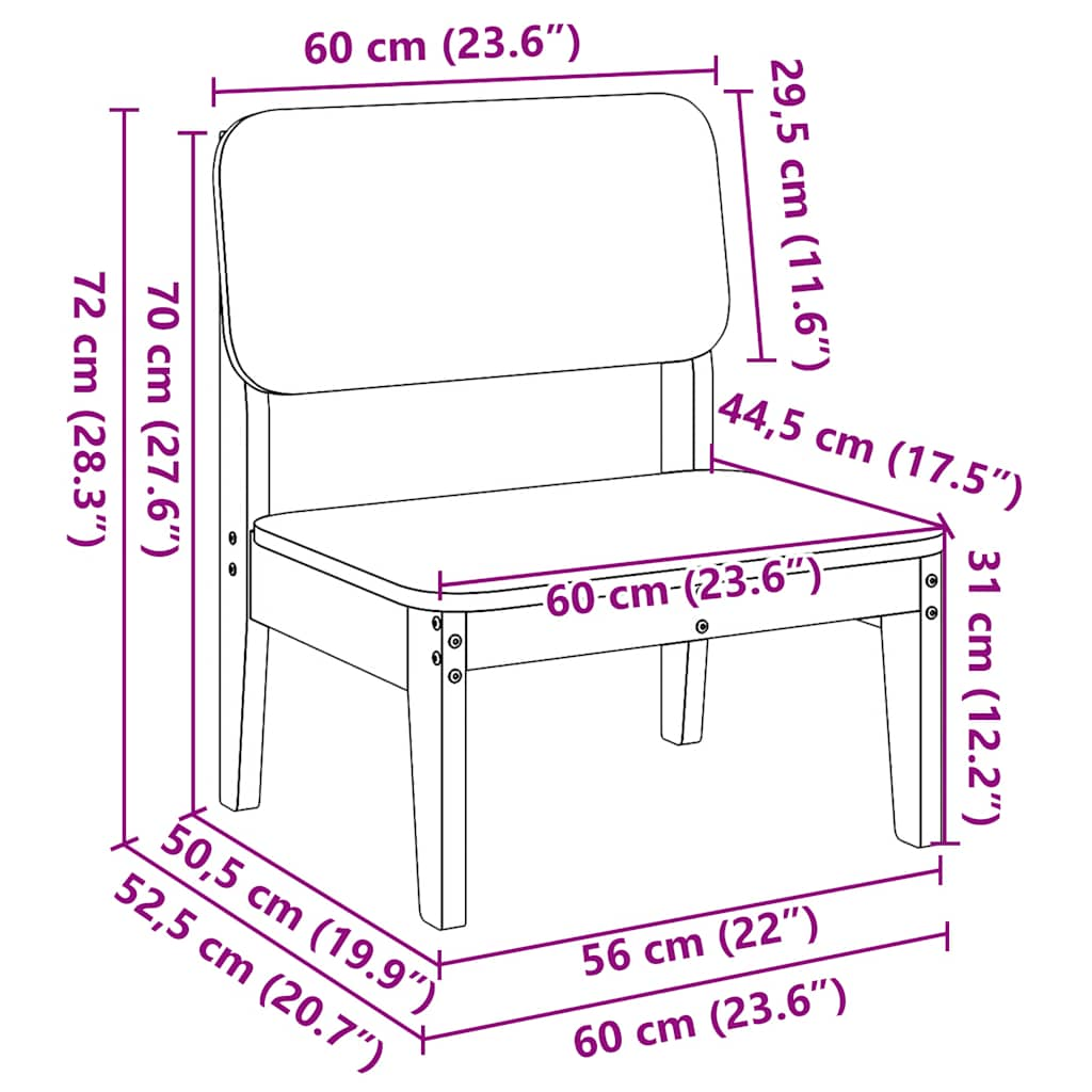 havestol 60x52,5x72 cm massivt fyrretræ