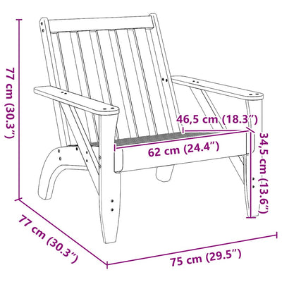 Adirondack-havestol 75x77x77 cm massivt fyrretræ