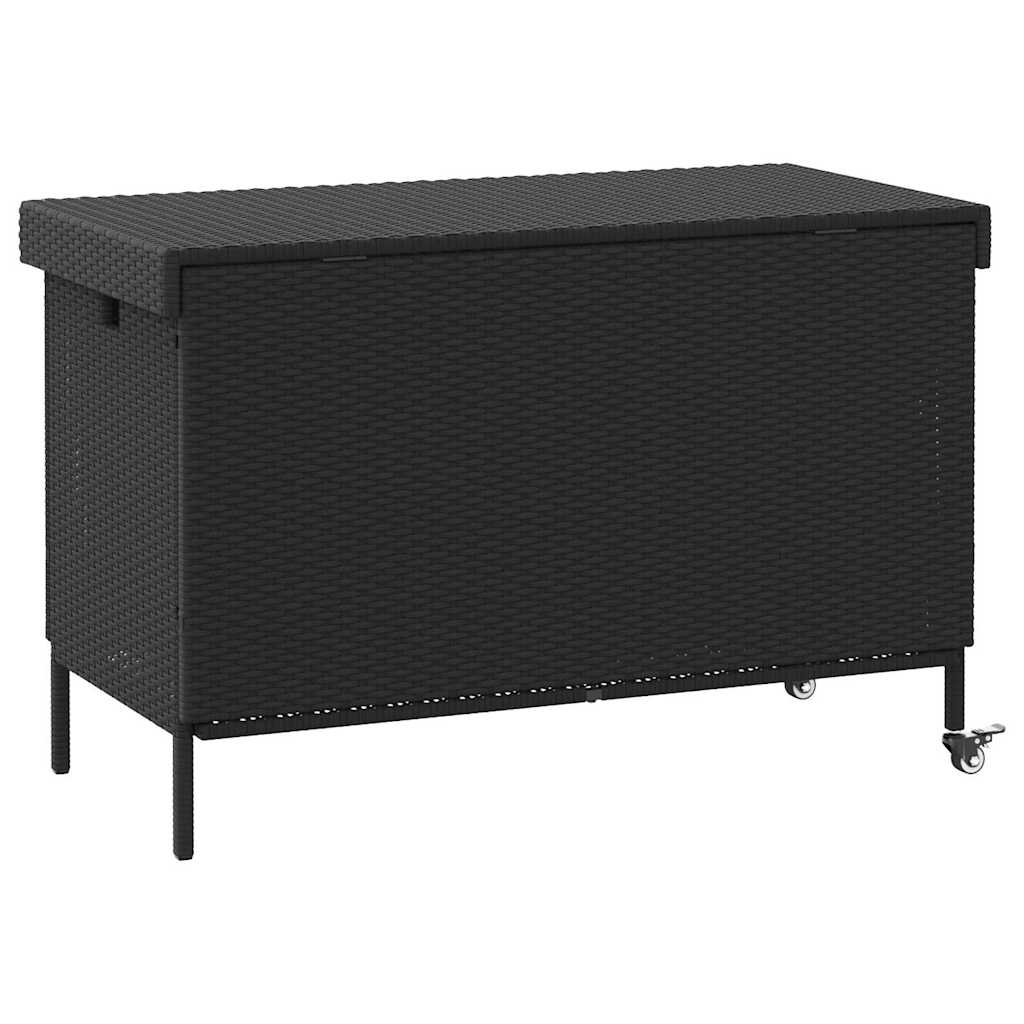 opbevaringsboks med hjul 110x55x73 cm polyrattan sort