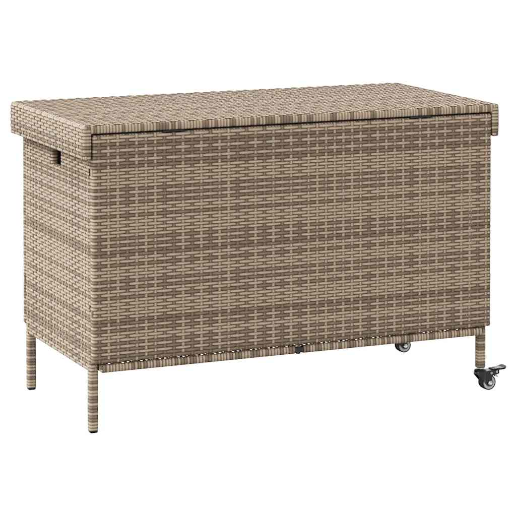 opbevaringsboks med hjul 110x55x73 cm polyrattan grå