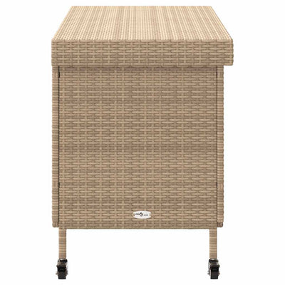 opbevaringsboks med hjul 110x55x73 cm polyrattan beige