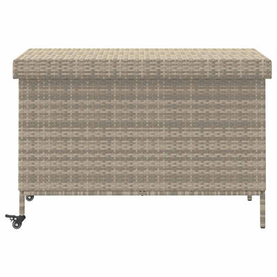 opbevaringsboks med hjul 110x55x73 cm polyrattan lysegrå