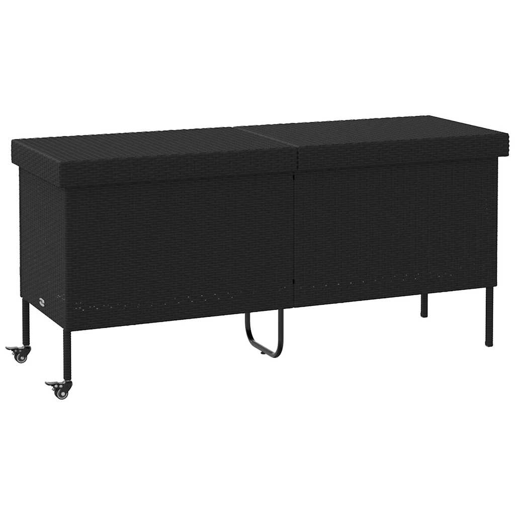 opbevaringsboks med hjul 160x55x75 cm polyrattan sort