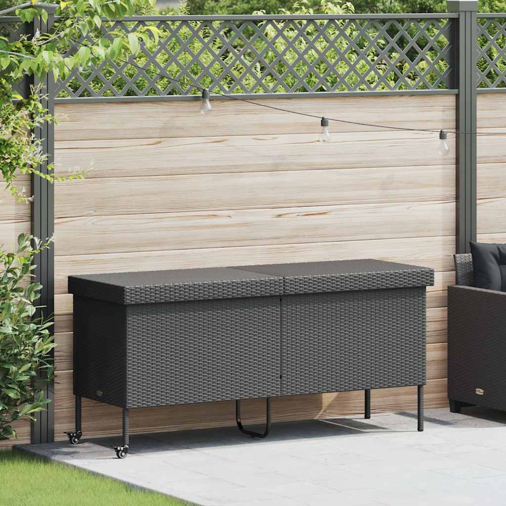 opbevaringsboks med hjul 160x55x75 cm polyrattan sort