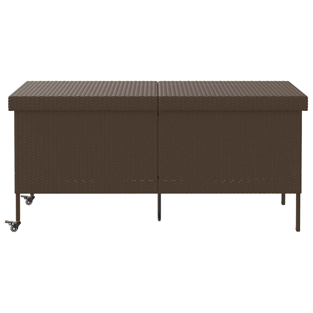 opbevaringsboks med hjul 160x55x75 cm polyrattan brun