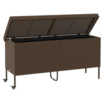 opbevaringsboks med hjul 160x55x75 cm polyrattan brun