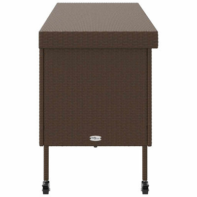 opbevaringsboks med hjul 160x55x75 cm polyrattan brun