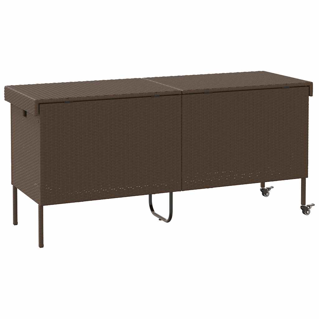 opbevaringsboks med hjul 160x55x75 cm polyrattan brun