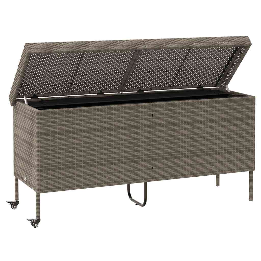 opbevaringsboks med hjul 160x55x75 cm polyrattan grå